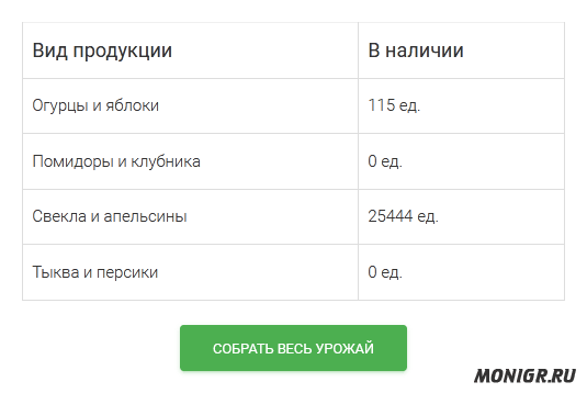 Сбор продукции в Invest Farmers